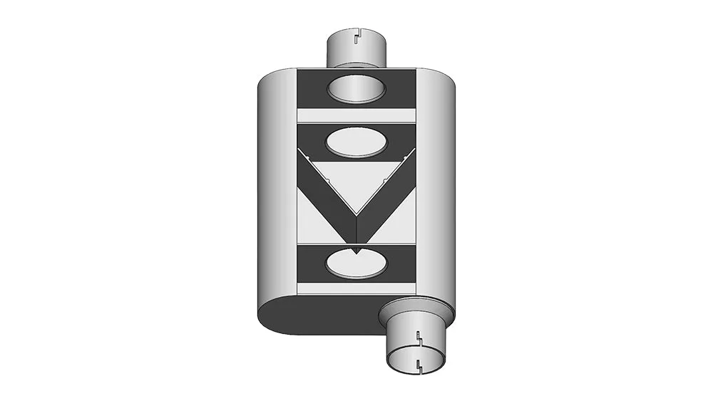 3" Inlet/Outlet "Chambered Series" Muffler | (Offset Inlet, Center Outlet)