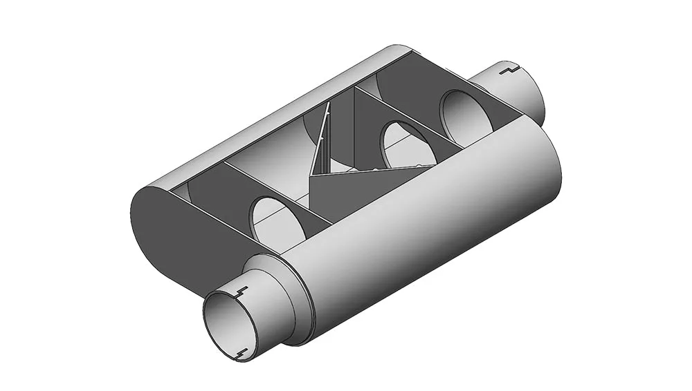 3" Inlet/Outlet "Chambered Series" Muffler | (Offset Inlet, Center Outlet)