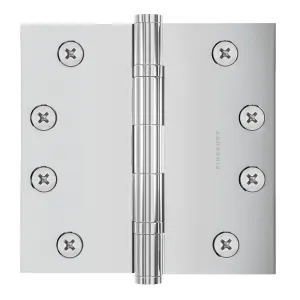4x4 Inch Solid Brass Ball Bearing Door Hinge - Polished Chrome