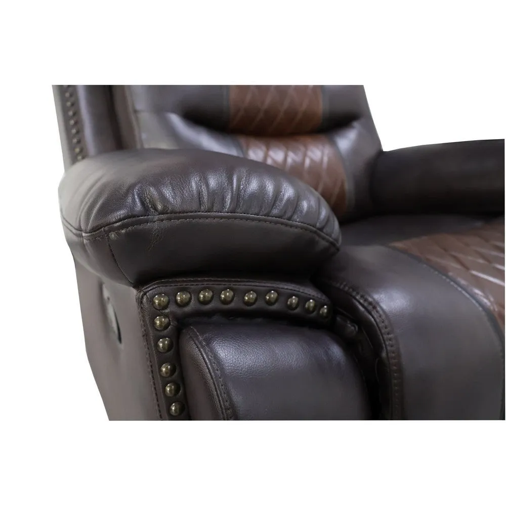 Asher 39 Inch Manual Recliner Chair, Wood, Pocket Coils, Brown Faux Leather By Casagear Home