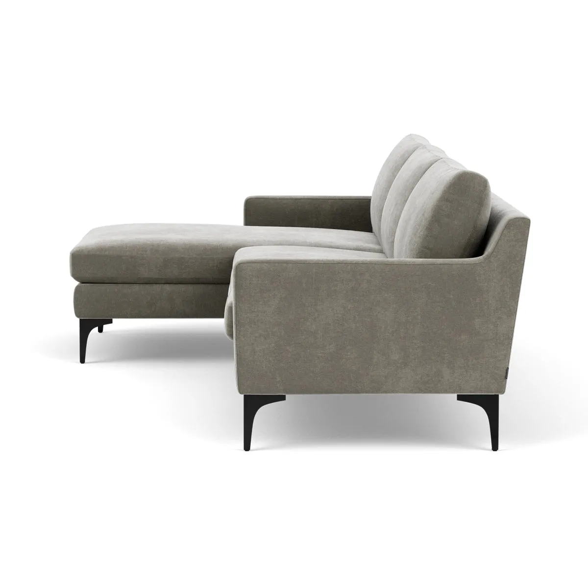 Astha Fabric Left Chaise Sofa (Black Metal, Grey Green)