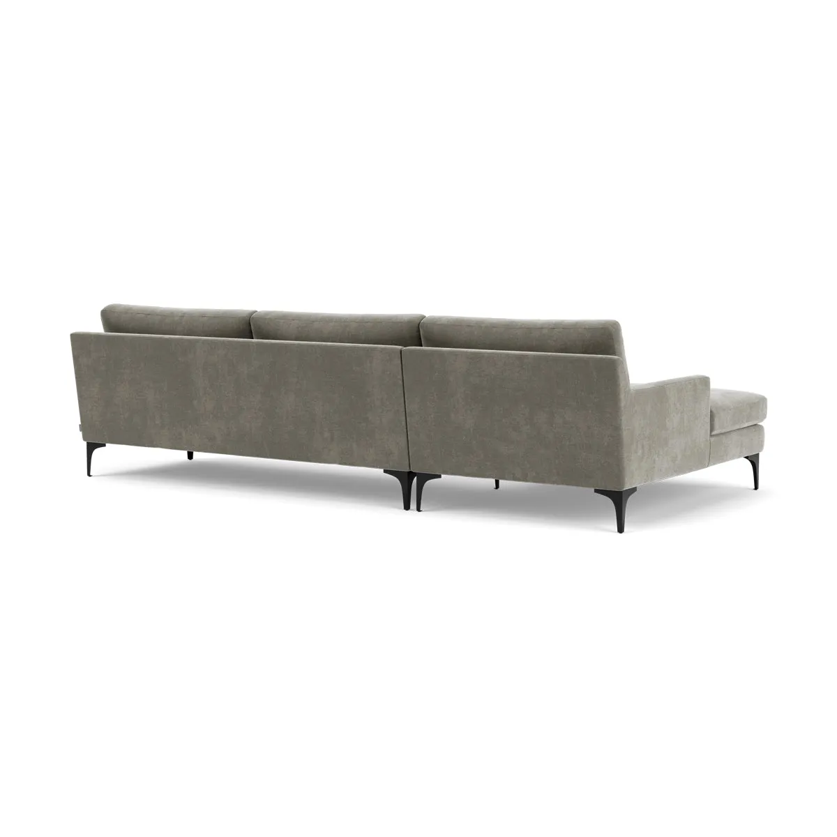 Astha Fabric Left Chaise Sofa (Black Metal, Grey Green)
