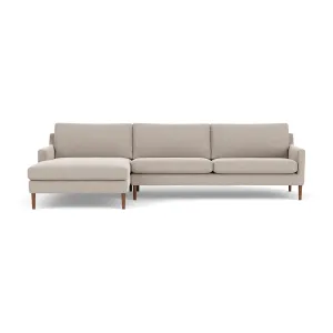 Astha Fabric Left Chaise Sofa (Walnut Natural, Stone)