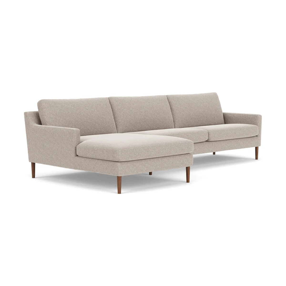 Astha Fabric Left Chaise Sofa (Walnut Natural, Stone)