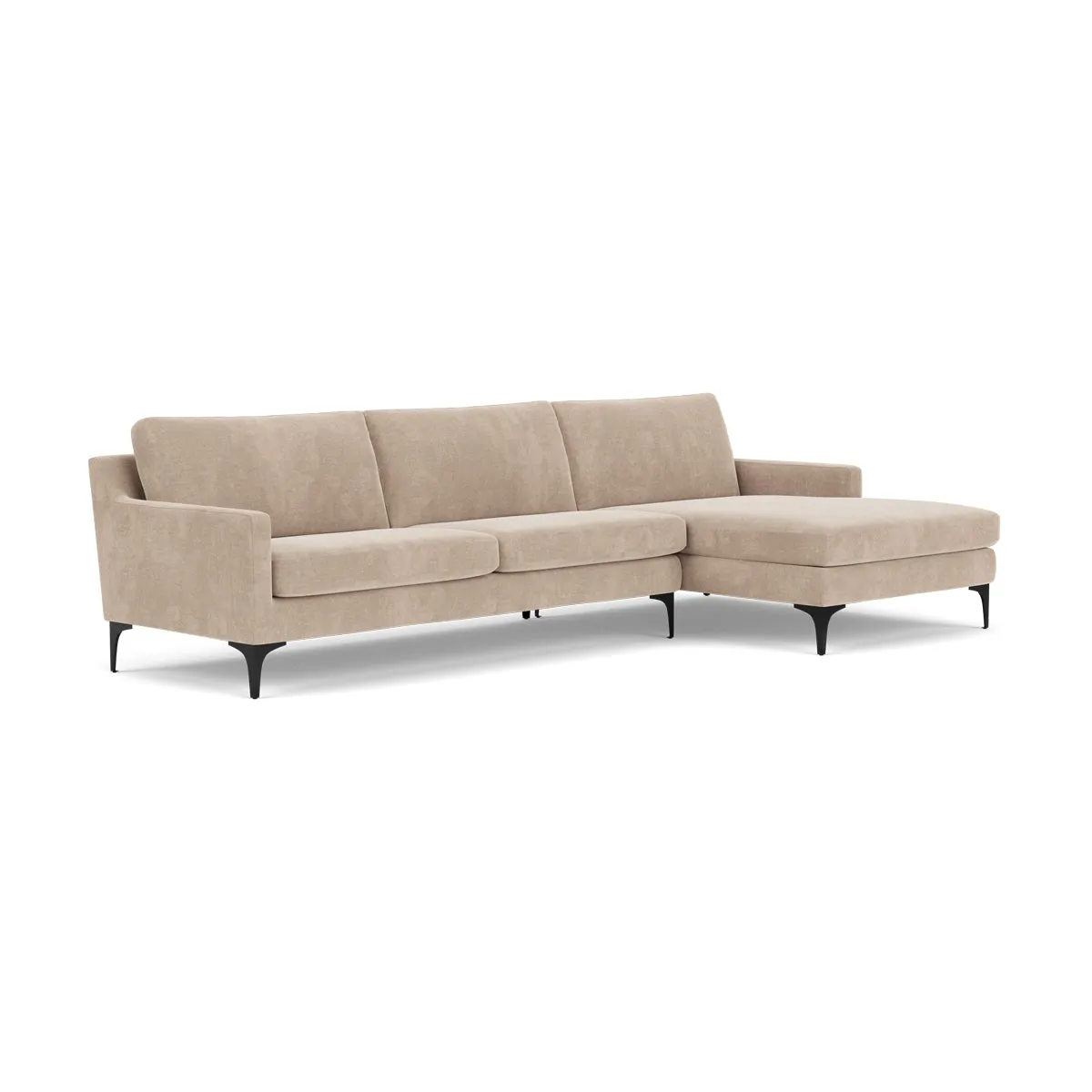 Astha Fabric Right Chaise Sofa (Black Metal, Danny Cream)