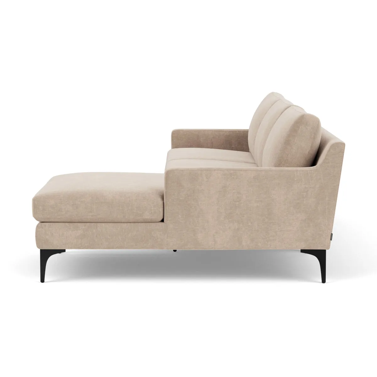 Astha Fabric Right Chaise Sofa (Black Metal, Danny Cream)