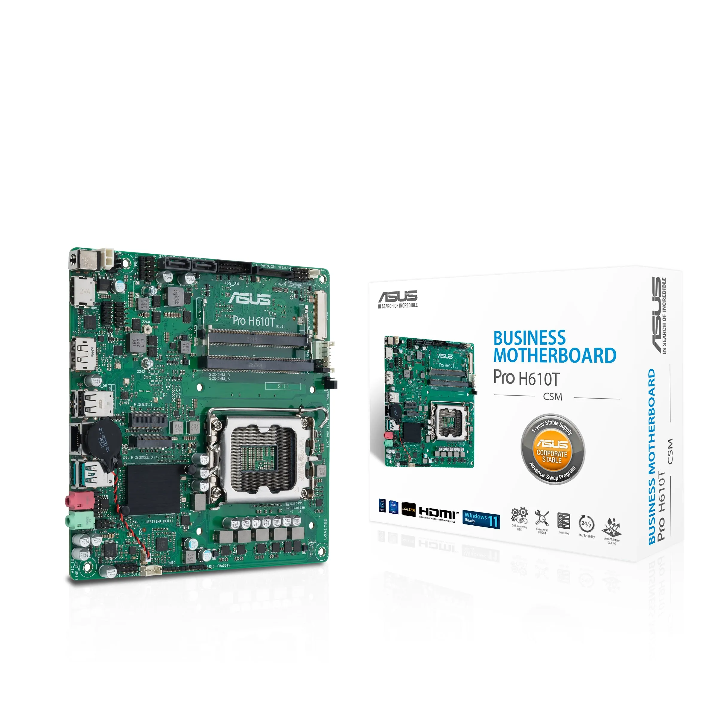 Asus Mainboard Pro H610t-Csm - Mini-Itx - Socket Lga1700 - Intel H610