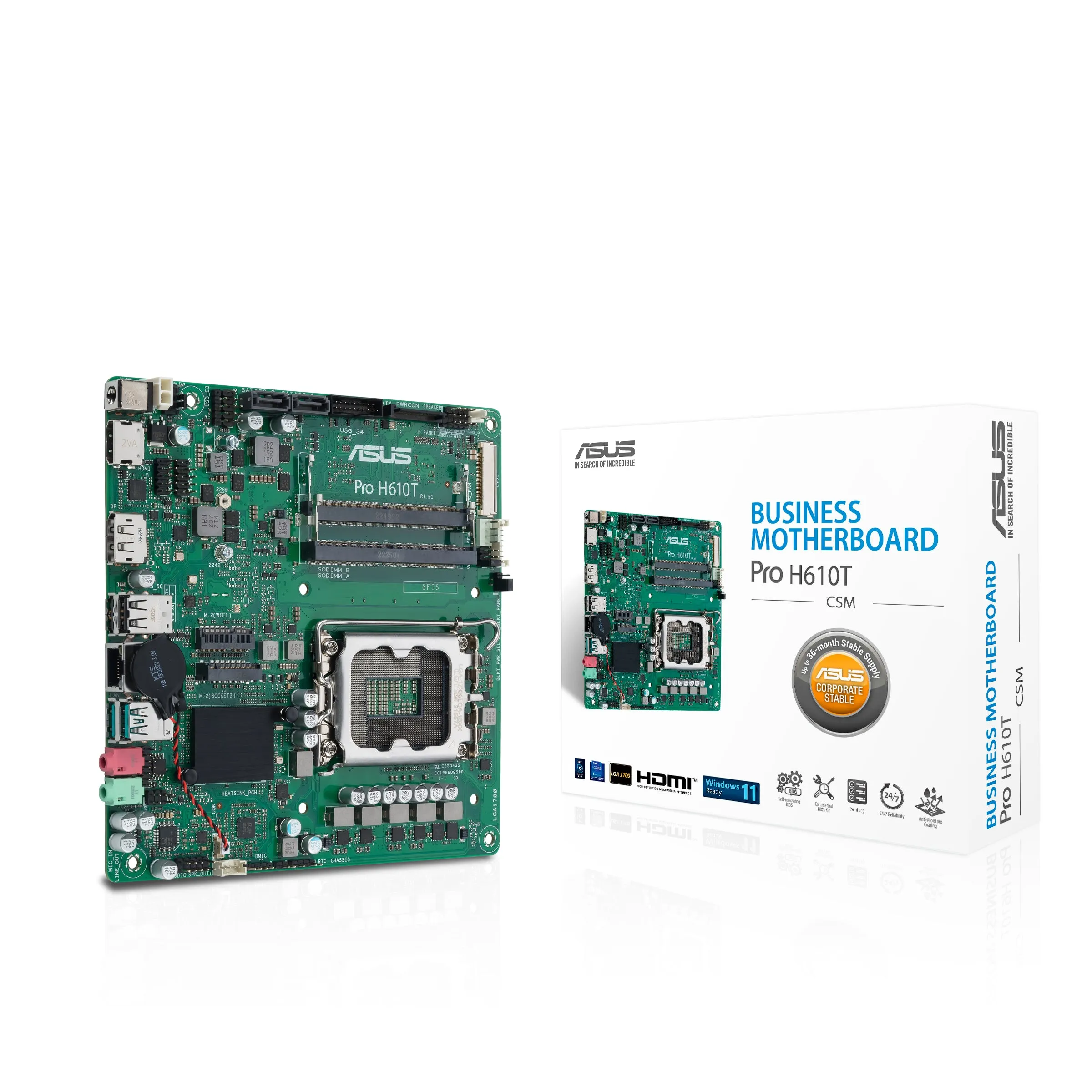 Asus Mainboard Pro H610t-Csm - Mini-Itx - Socket Lga1700 - Intel H610