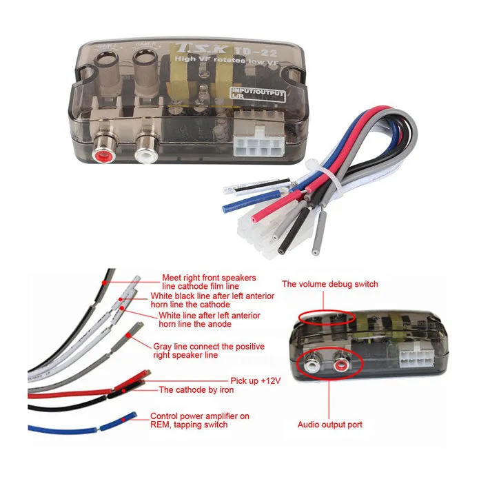 Car Speaker to RCA Line Level Converter High to Low Frequency TSK TD-22