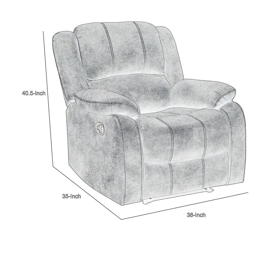 Chris 38 Inch Manual Glider Recliner Chair, Solid Wood, Light Gray Chenille By Casagear Home