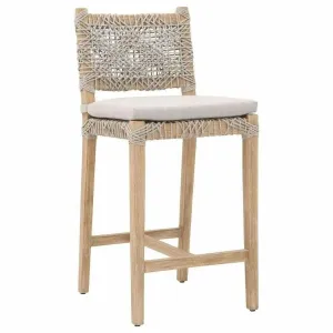 Costa Counter Stool Taupe & White Rope Mahogany Wood