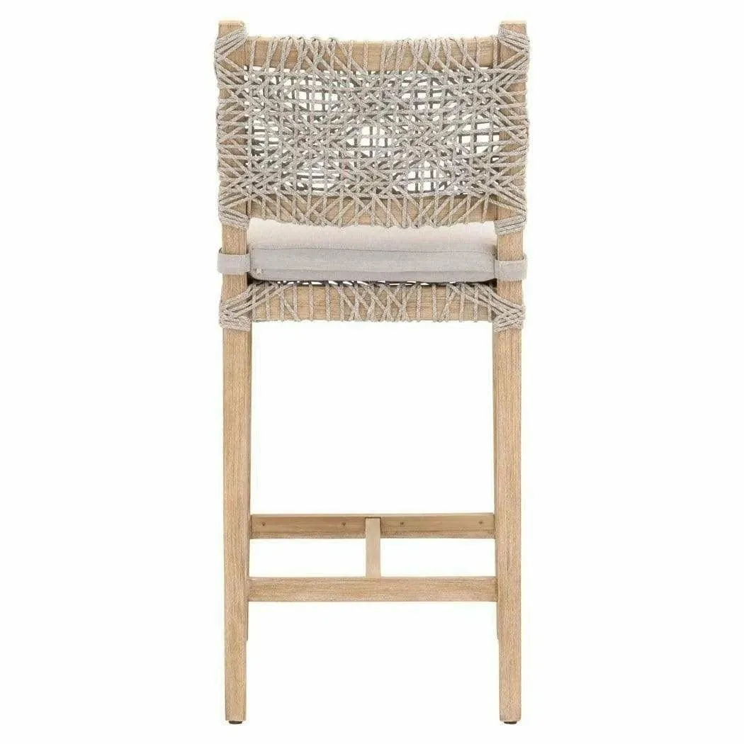 Costa Counter Stool Taupe & White Rope Mahogany Wood