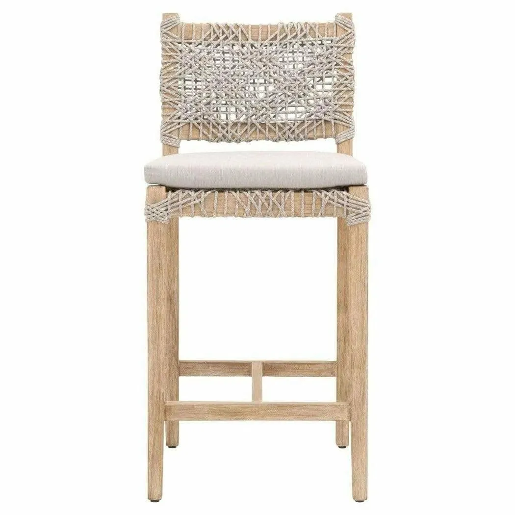 Costa Counter Stool Taupe & White Rope Mahogany Wood