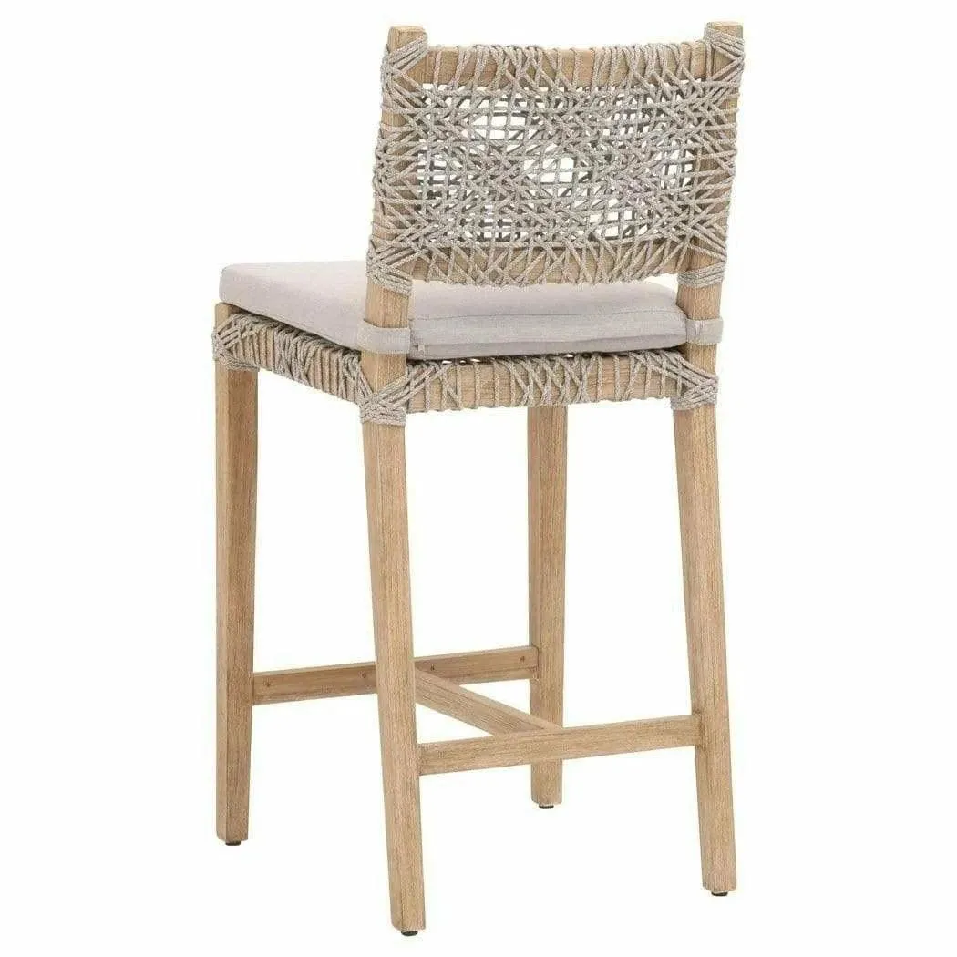 Costa Counter Stool Taupe & White Rope Mahogany Wood