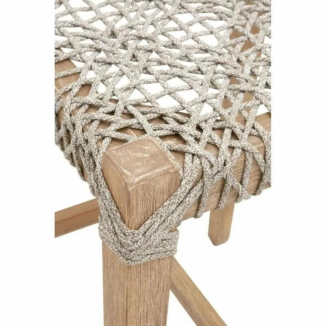 Costa Counter Stool Taupe & White Rope Mahogany Wood