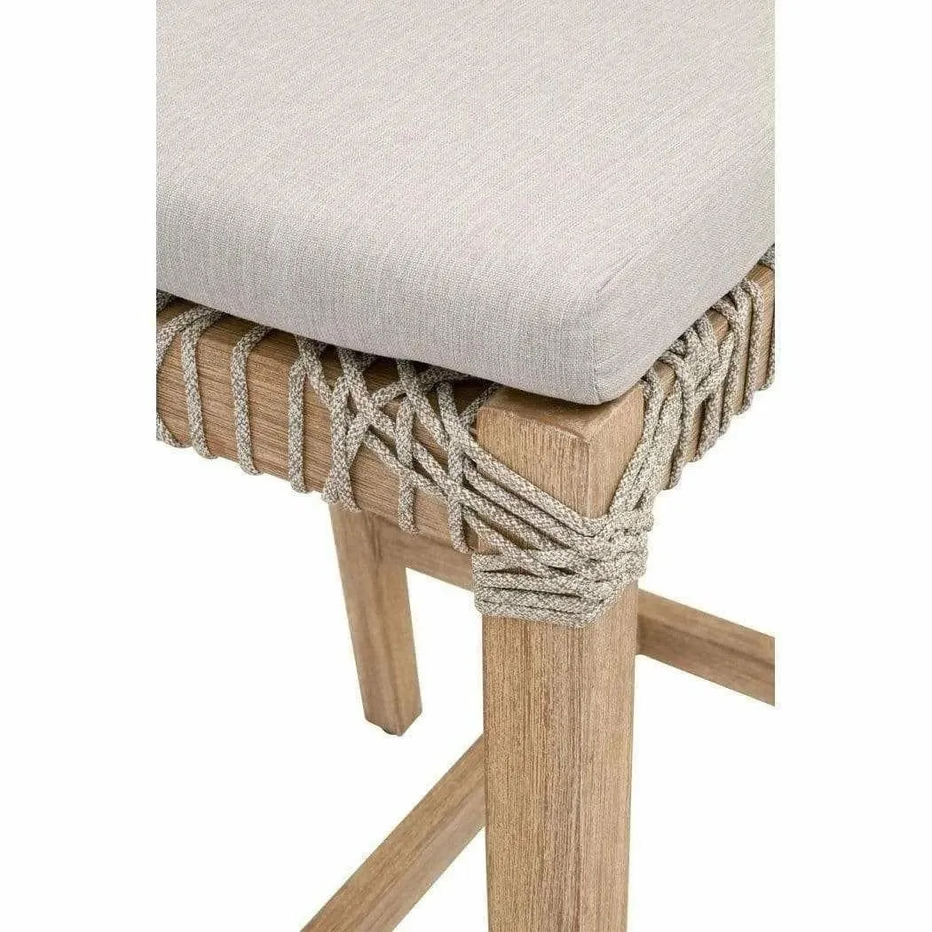 Costa Counter Stool Taupe & White Rope Mahogany Wood