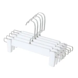 Kuber Industries Recycled Plastic Cloth Hanger Set of 5|Dress Coat Jacket Clothes Hangers|Chromed Plated Steel Hook (White)