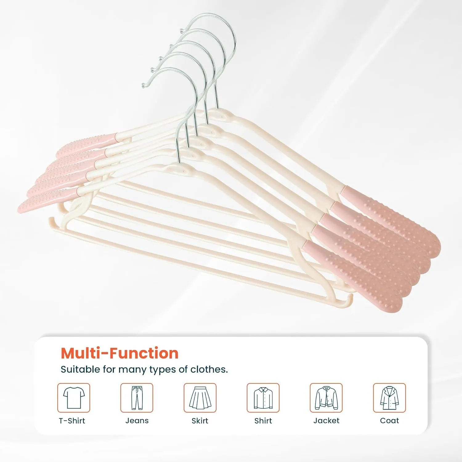 Kuber IndustriesPP Cloth Hanger Set of 30 with Zinc Plated Steel Hook (Pink)