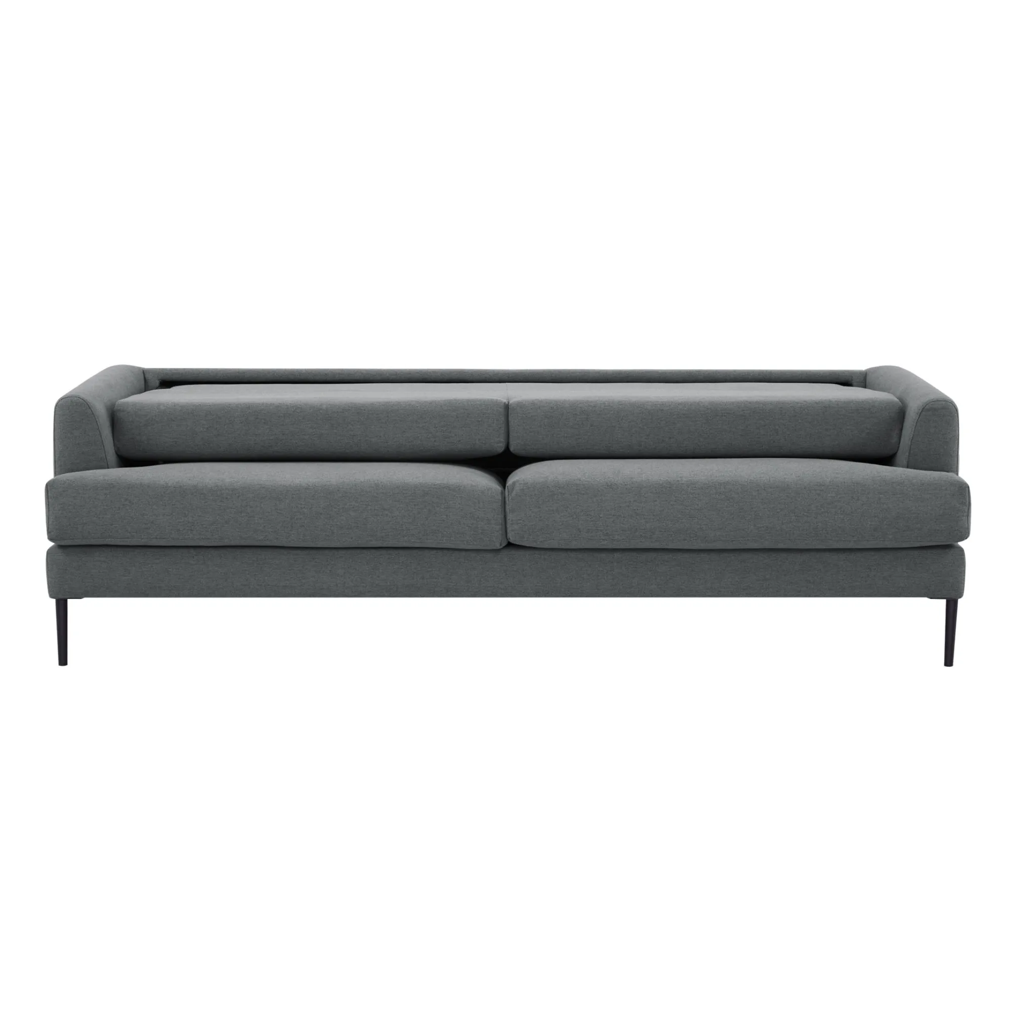 Mid Grey 3-Seater Fabric Sofa, Plush, Metal Legs