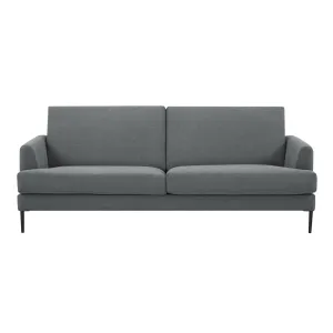 Mid Grey 3-Seater Fabric Sofa, Plush, Metal Legs