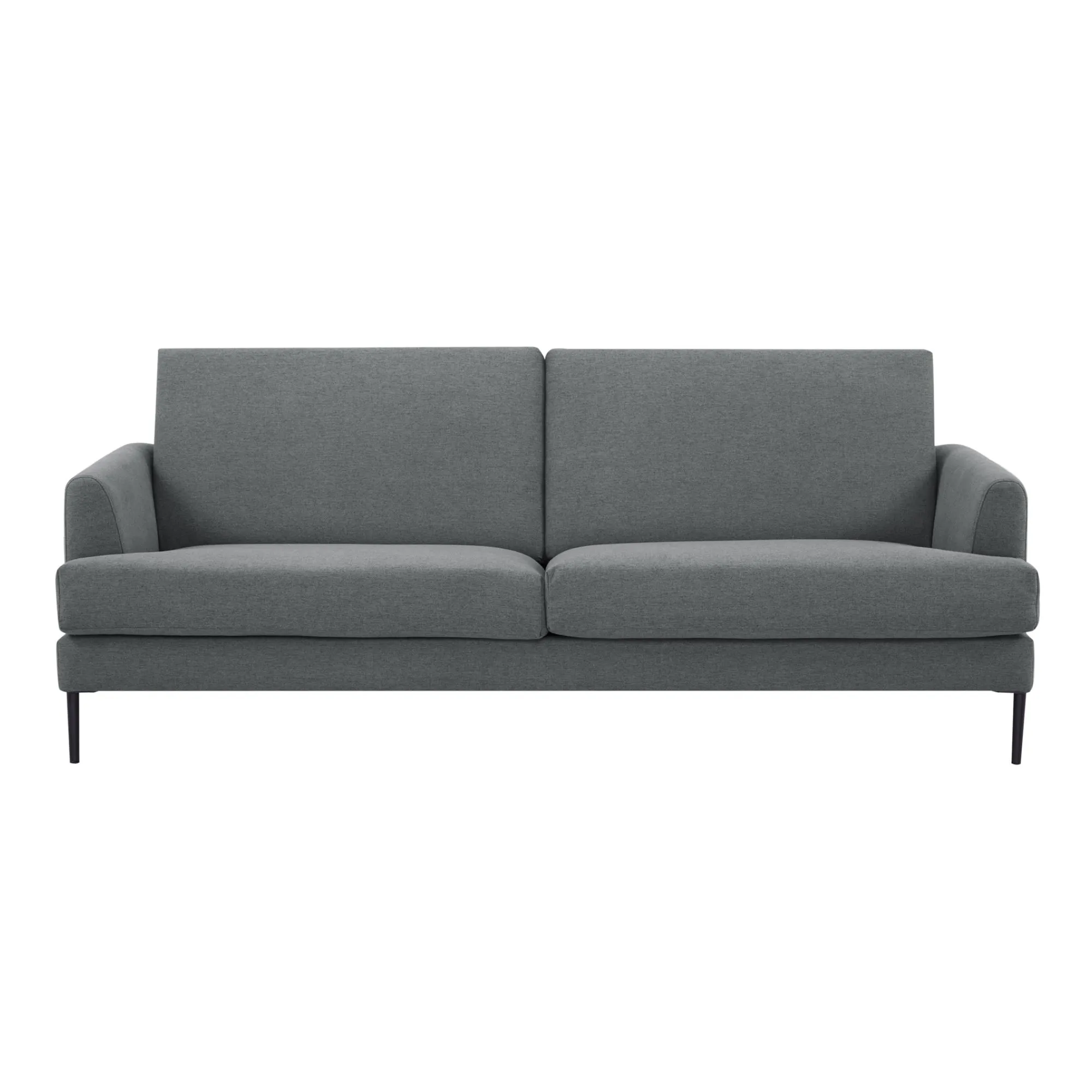 Mid Grey 3-Seater Fabric Sofa, Plush, Metal Legs