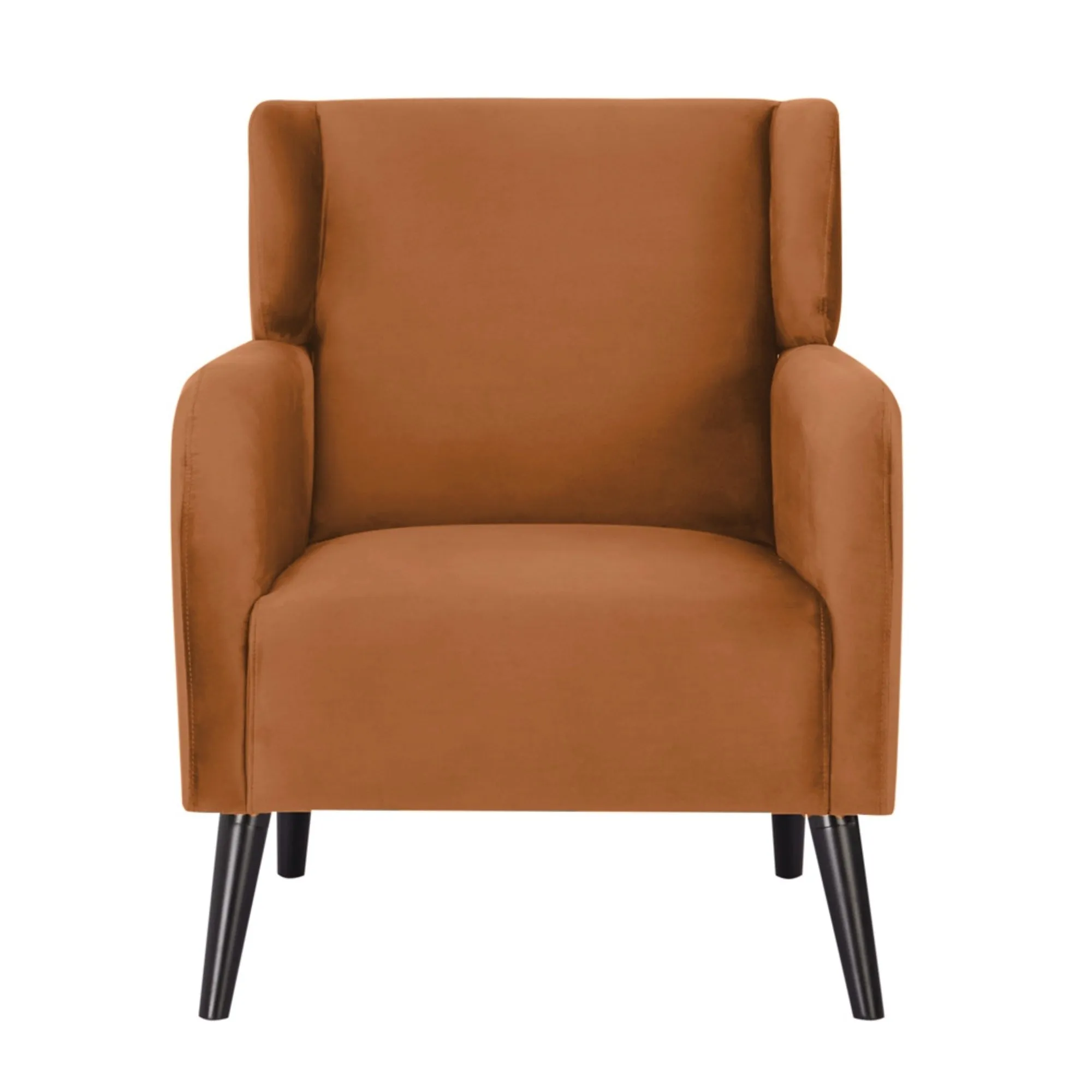 Orange 2pc Plush Upholstered Accent Arm Chairs, Scandinavian Style