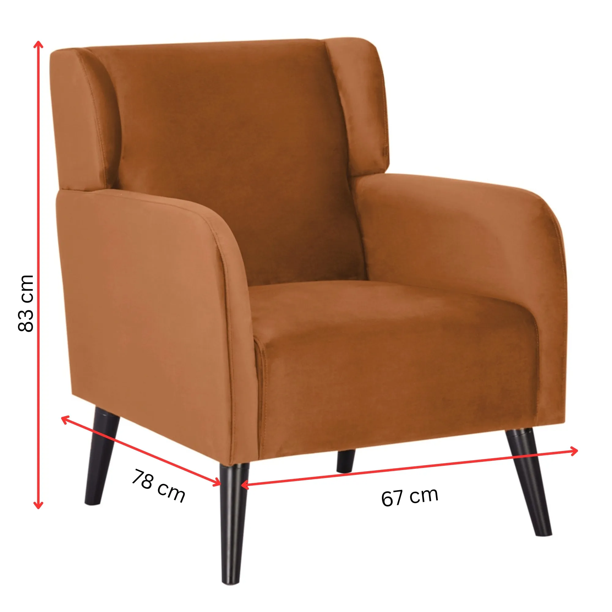 Orange 2pc Plush Upholstered Accent Arm Chairs, Scandinavian Style