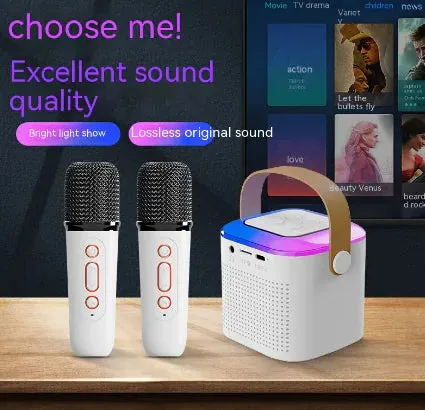 Premium Portable Bluetooth Karaoke Speaker System with 3D Surround Sound and Wireless Microphones