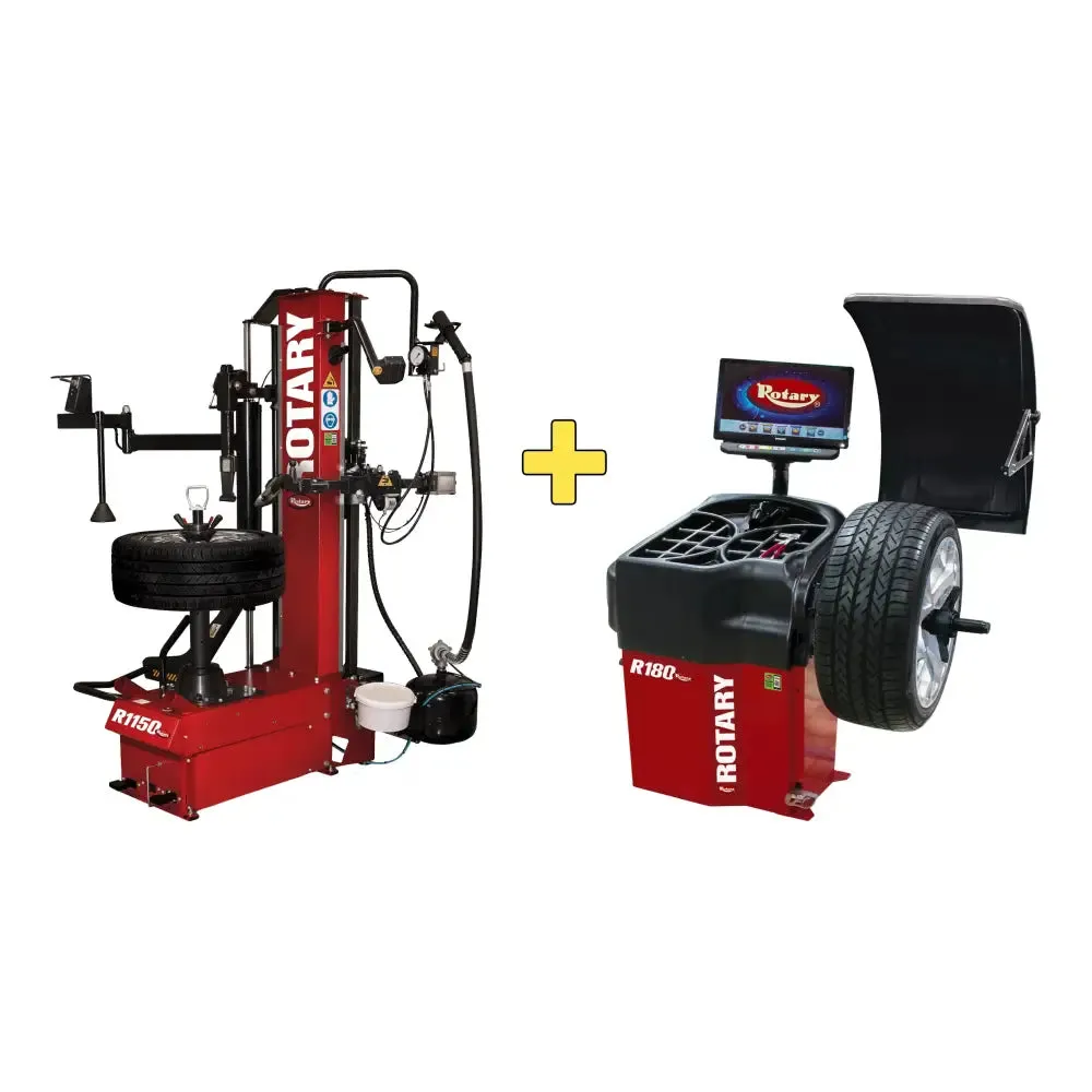 Rotary R1150 Leverless Tire Changer and R180 Pro 3D Balancer COMBO