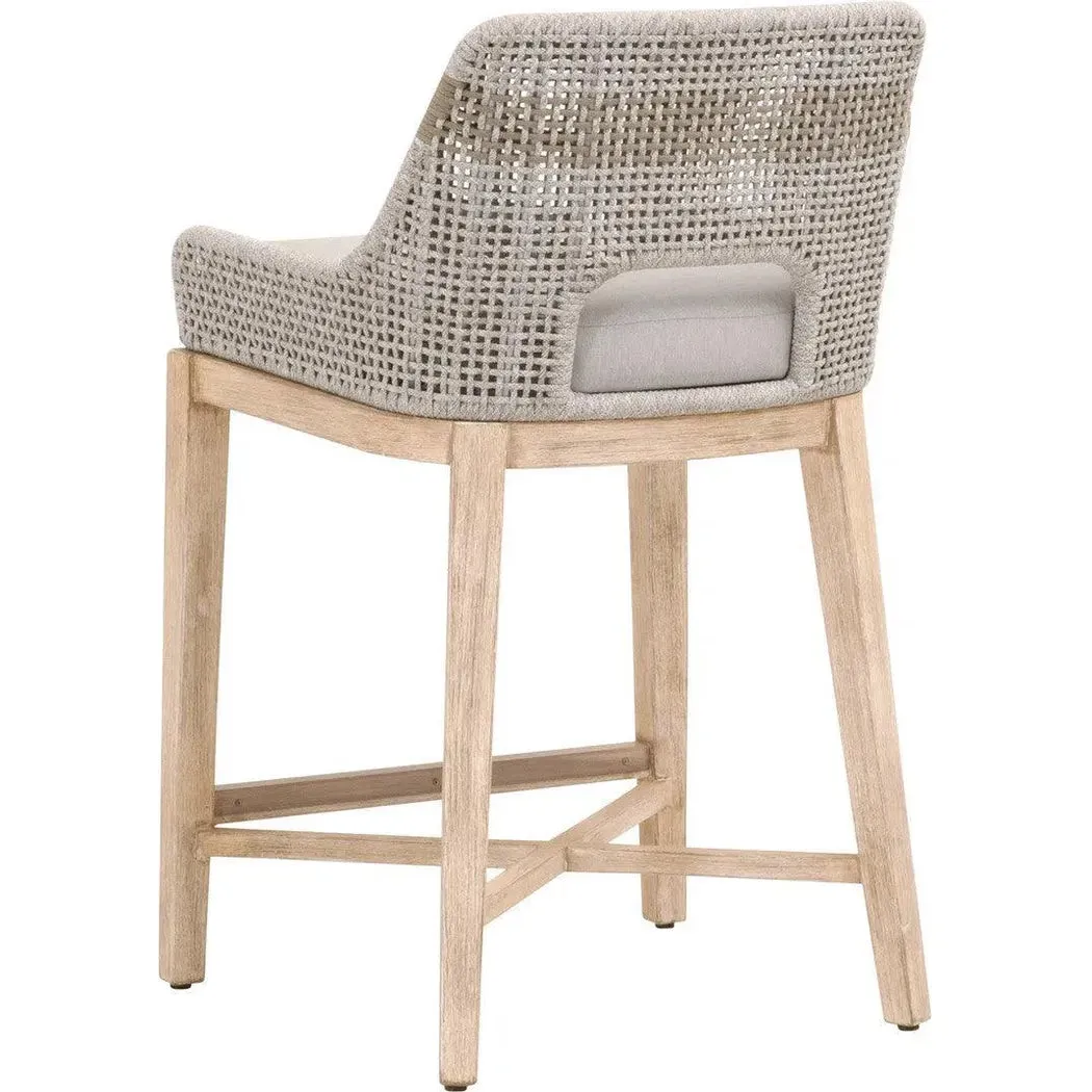 Tapestry Counter Stool Taupe & White Rope and Wood Frame