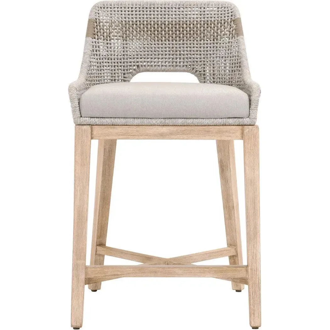 Tapestry Counter Stool Taupe & White Rope and Wood Frame