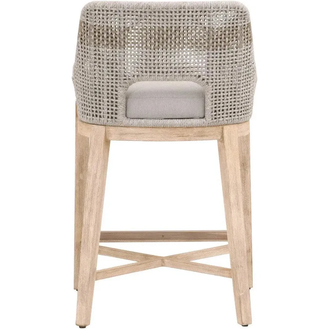 Tapestry Counter Stool Taupe & White Rope and Wood Frame