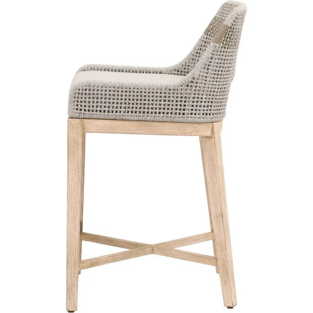 Tapestry Counter Stool Taupe & White Rope and Wood Frame