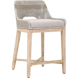 Tapestry Counter Stool Taupe & White Rope and Wood Frame
