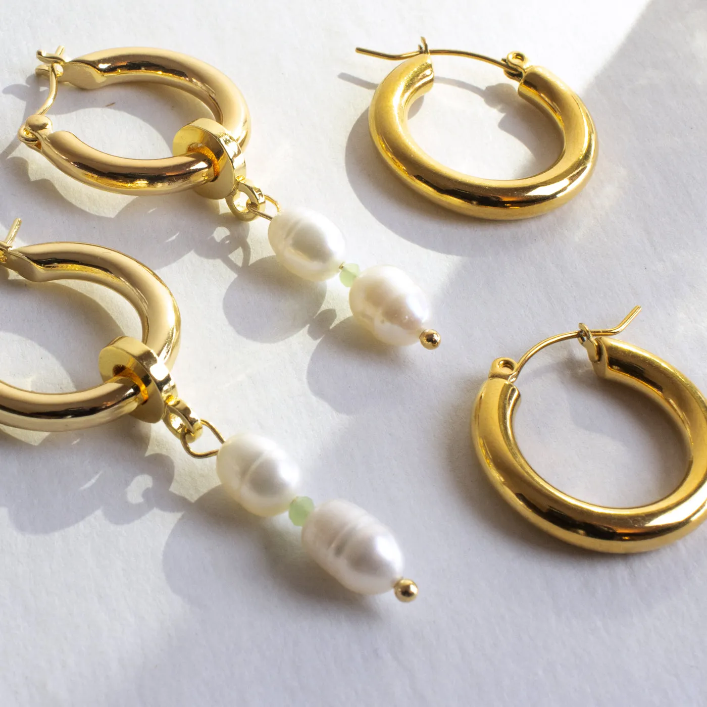 Twins Pearl Hoops