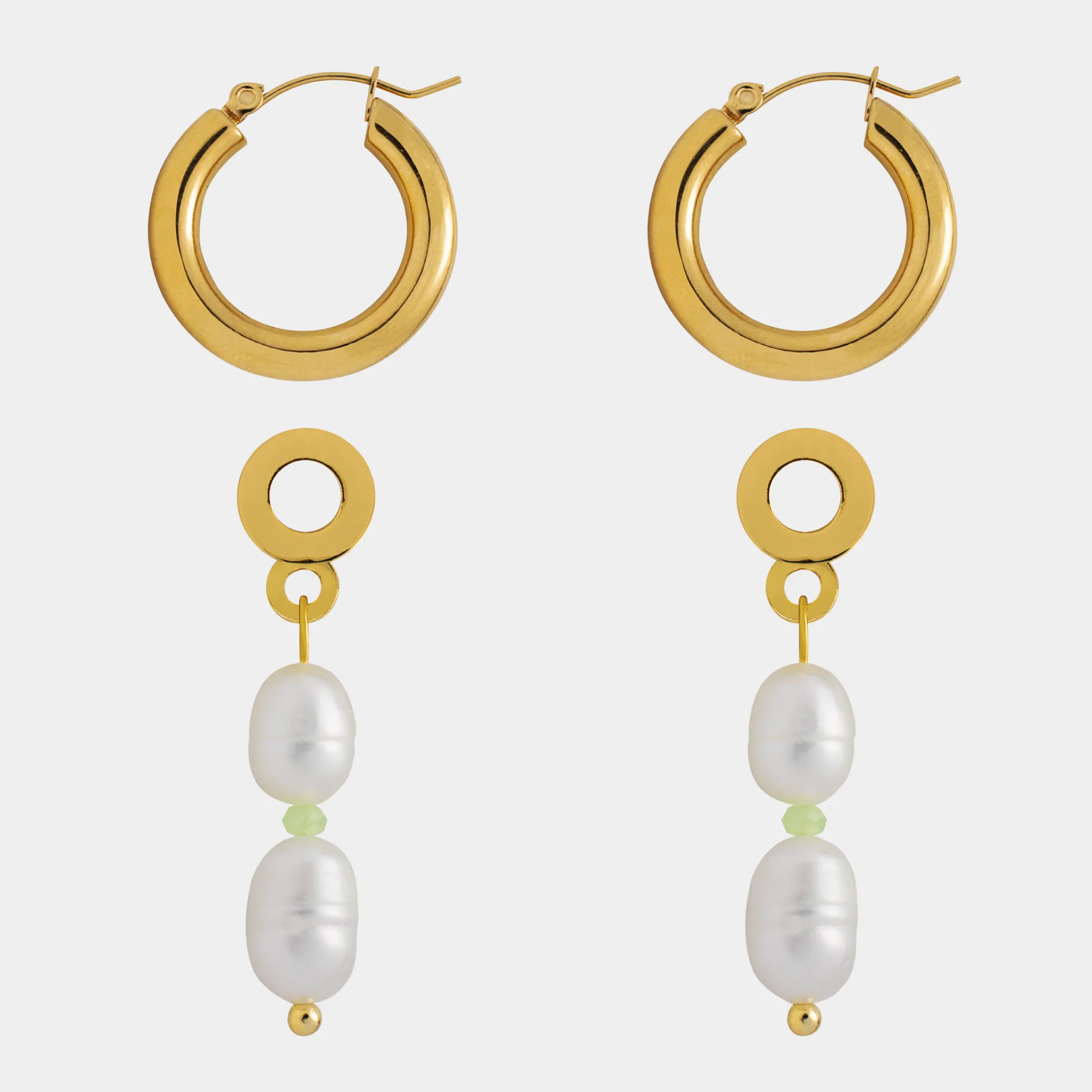 Twins Pearl Hoops