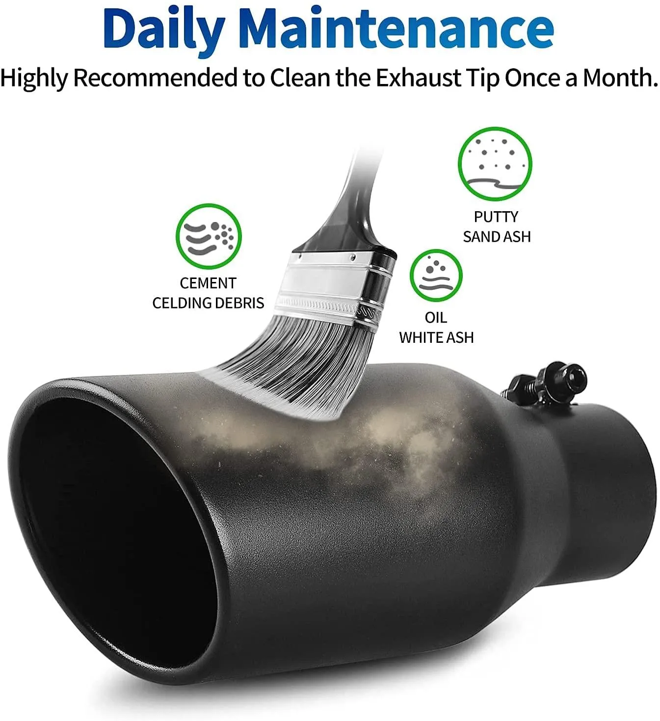 YITAMOTOR® 2.5" Inlet 4" Outlet 9" Overall Length Stainless Steel Black Exhaust Tips Bolt on Powder Coated Finish Tailpipe